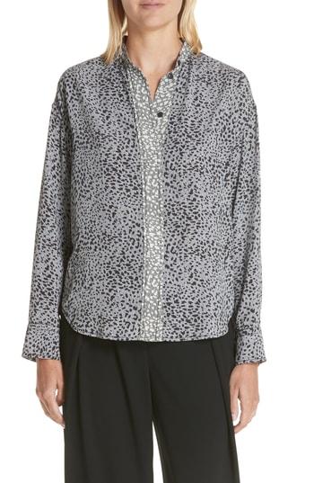 Women's Rag & Bone Christie Cheetah Print Silk Shirt, Size - Black