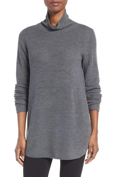 Women's Eileen Fisher Fine Rib Merino Turtleneck Tunic