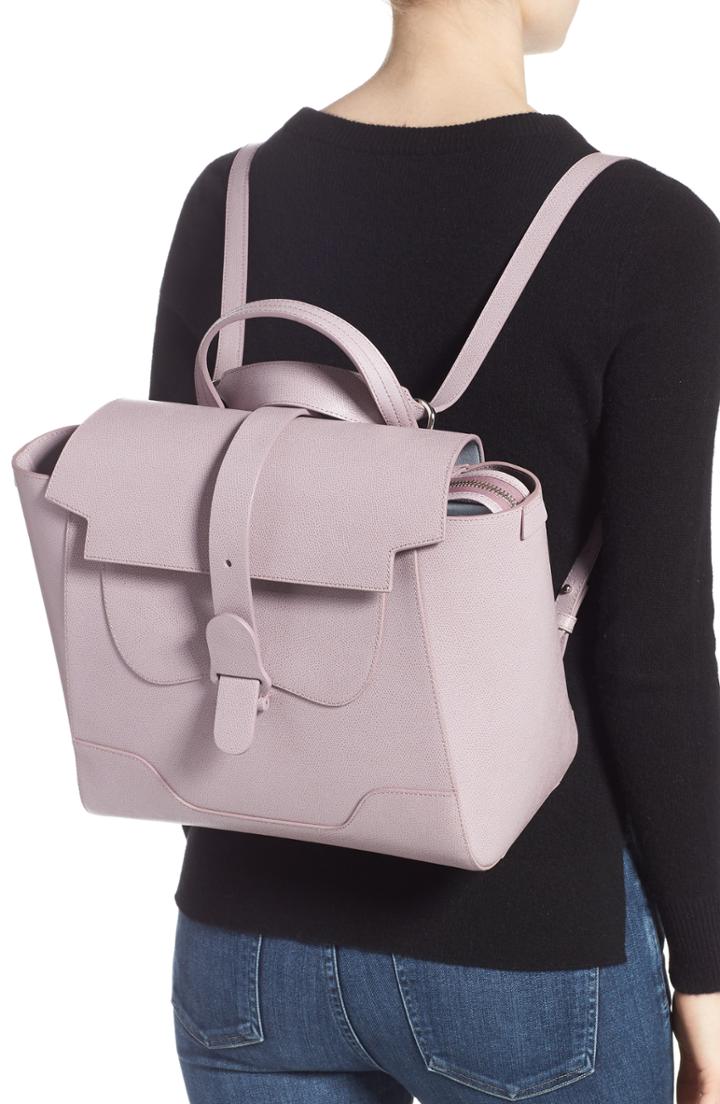 Senreve Maestra Pebbled Leather Satchel - Purple