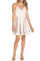 Women's Sequin Hearts Crochet Back Satin Party Dress - Pink