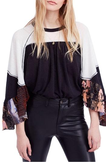 Women's Free People Friday Fever Pattern Mix Top - Black