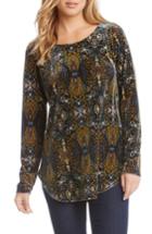 Women's Karen Kane Print Velvet Shirttail Top - Purple