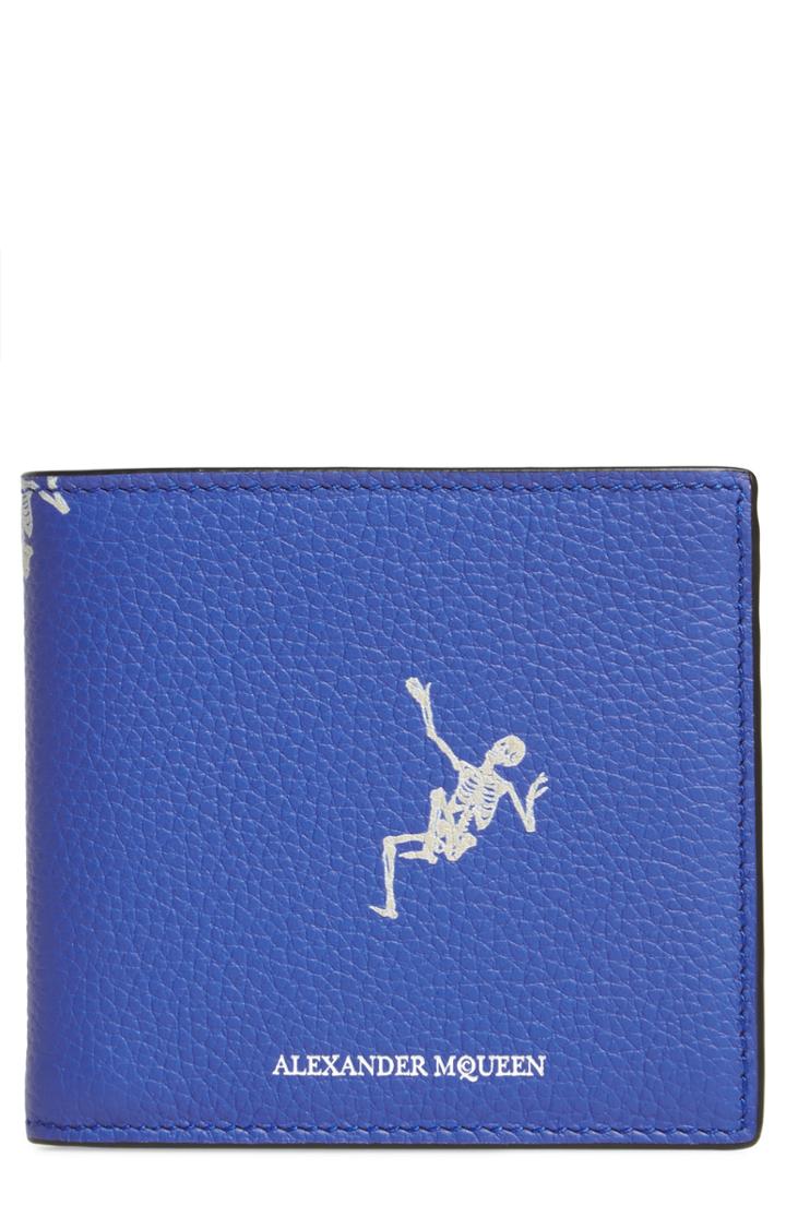 Men's Alexander Mcqueen Dancing Skeleton Print Leather Wallet - Burgundy