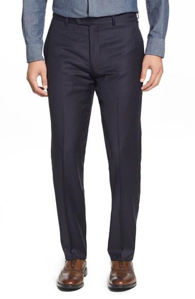 Men's Strong Suit 'dagger' Flat Front Solid Wool Trousers R - Blue