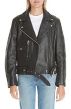 Women's Acne Studios Leather Moto Jacket Us / 32 Eu - Black