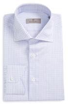 Men's Canali Regular Fit Check Cotton & Linen Dress Shirt