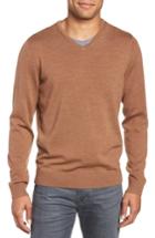 Men's Nordstrom Men's Shop Regular Fit Merino Wool V-neck Sweater - Brown