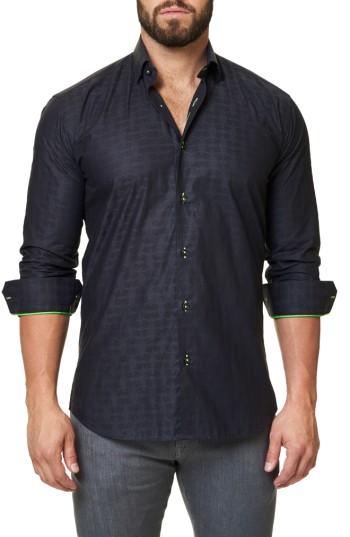 Men's Maceoo Trim Fit Print Sport Shirt (m) - Black
