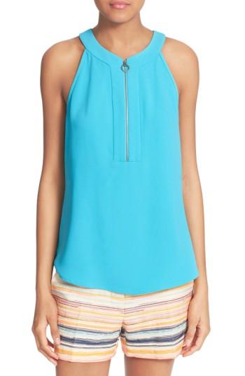 Women's Trina Turk 'dextra' Zip Front Tank - Blue