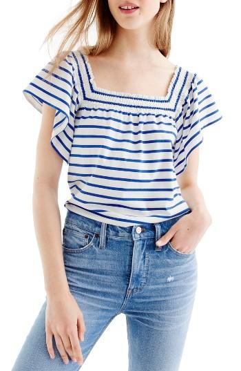 Women's J.crew Smocked Top, Size - Ivory