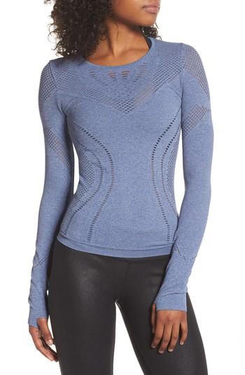 Women's Alo Lark Mesh Inset Long Sleeve Yoga Top - Blue