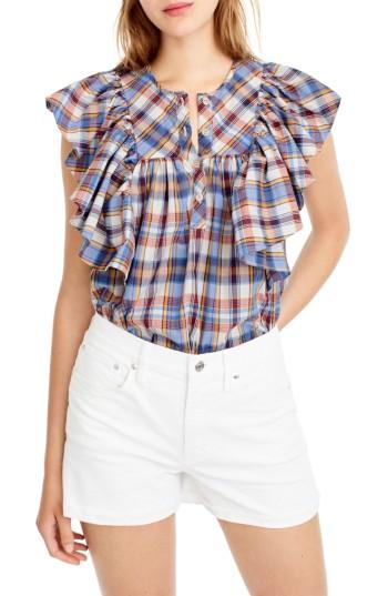 Women's J.crew Danny Hula Plaid Top - Yellow