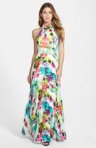 Women's Eliza J Print Chiffon Halter Maxi Dress