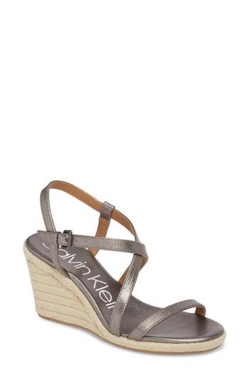 Women's Calvin Klein Bellemine Espadrille Wedge Sandal .5 M - Grey