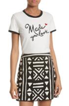 Women's Alice + Olivia Rylyn Embroidered Ringer Tee - White