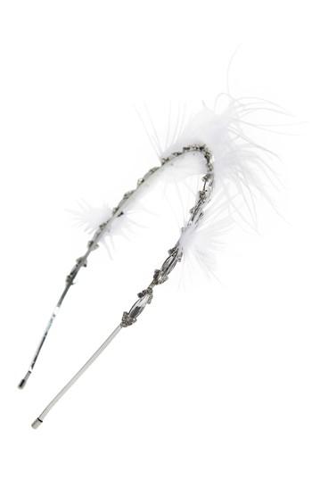Cara Feather & Crystal Headband, Size - White
