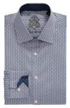 Men's Lorenzo Uomo Trim Fit Houndstooth Dress Shirt - 36 - Blue