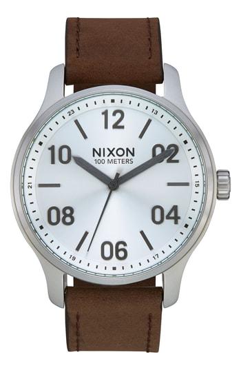 Men's Nixon Patrol Leather Strap Watch, 42mm
