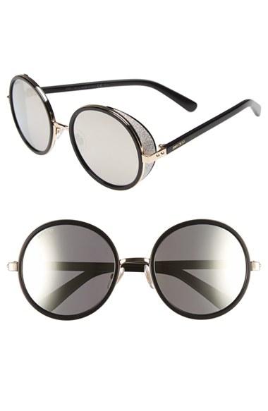 Women's Jimmy Choo 'andies' 54mm Round Sunglasses - Rose Gold/ Shiny Black