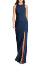 Women's Dessy Collection Sleeveless Crepe Gown (similar To 14w) - Blue