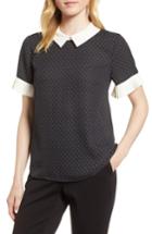 Women's Cece Pleat Sleeve Polka Dot Blouse, Size - Black