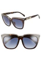Women's Moschino 55mm Special Fit Mirrored Cat Eye Sunglasses - Dark Havana