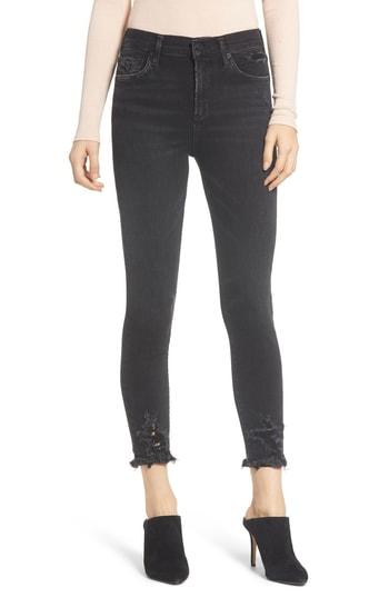 Women's Agolde Sophie Distressed High Waist Crop Skinny Jeans - Black