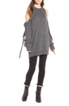 Women's Kendall + Kylie Lace-up Cold Shoulder Minidress - Grey