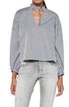 Women's Alpha & Omega Gingham Blouse - Black