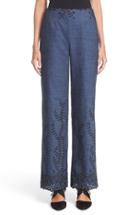 Women's Yigal Azrouel Eyelet Embroidered Denim Trousers