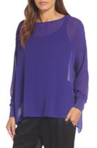 Women's Eileen Fisher Bateau Neck Silk Boxy Top - Purple