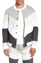 Men's Lvlxiii Chevron Colorblock Bomber Jacket - Grey
