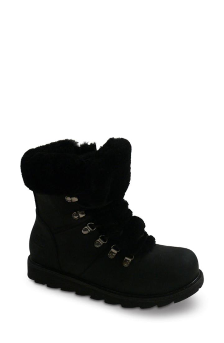 Women's Royal Canadian Lenoir Genuine Shearling Trim Bootie .5 M - Black