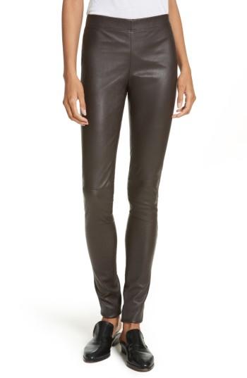Women's Joseph Stretch Leather Leggings Us / 34 Fr - Brown