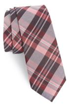 Men's Calibrate University Plaid Silk Blend Skinny Tie, Size - Pink