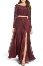 Women's La Femme Embellished Lace Two-piece Gown
