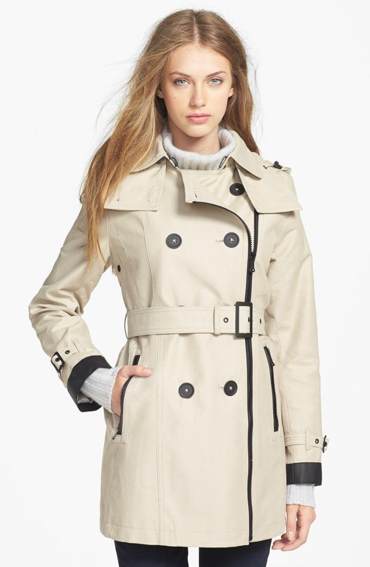 Women's London Fog Asymmetrical Soft Shell Trench Coat
