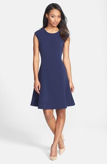 Women's Halogen Ottoman Knit Fit & Flare Dress - Blue