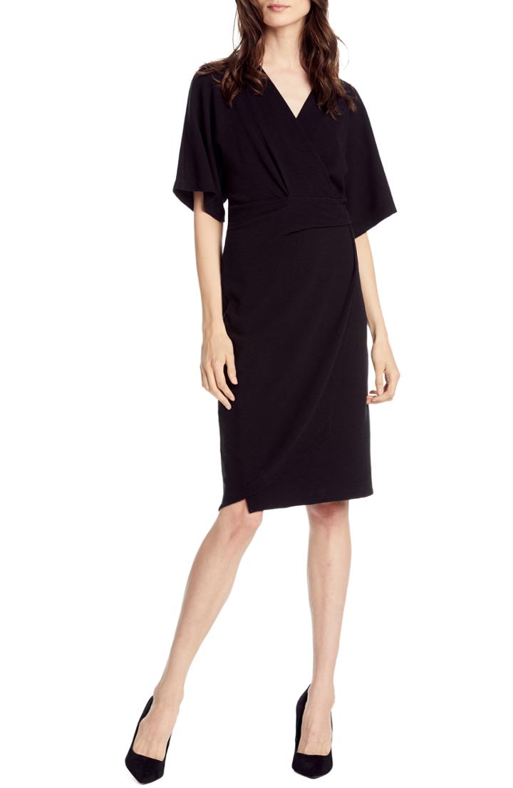 Women's Michael Stars Pebble Knit Pleat Wrap Dress - Black