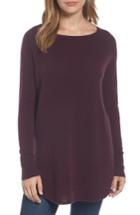 Women's Halogen Shirttail Wool & Cashmere Boatneck Tunic, Size - Burgundy