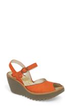 Women's Fly London Yora Wedge Sandal .5-8us / 38eu - Orange