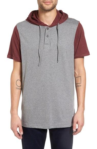 Men's Ezekiel 'hyland' Hooded Colorblock Henley - Grey