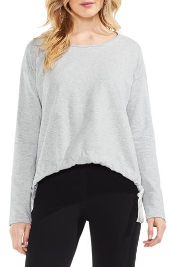 Women's Vince Camuto French Terry Drawstring Front Top, Size - Grey