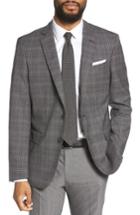 Men's Boss Hutsons Trim Fit Plaid Wool Sport Coat S - Grey
