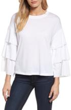 Women's Halogen Tiered Long Sleeve Top, Size - White