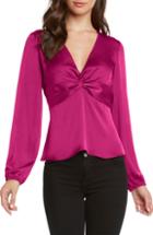 Women's Willow & Clay Knot Front Satin Top - Pink