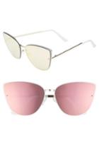 Women's Leith 64mm Oversize Cat Eye Sunglasses - White/ Pink