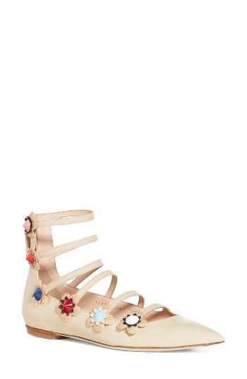 Women's Fendi 'flowerland' Strappy Flat .5us / 38eu - Beige