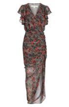 Women's Veronica Beard Cecile Print Cold Shoulder Silk Dress