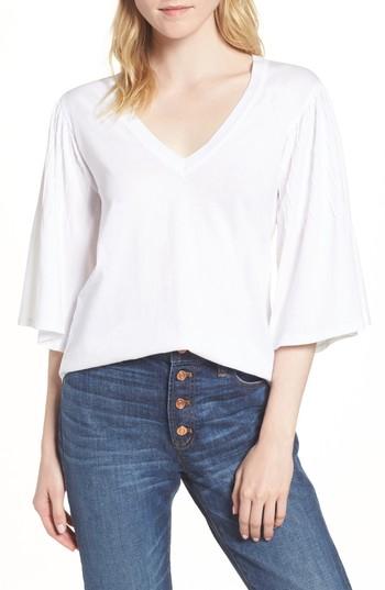 Women's J.crew Pintuck Sleeve Cotton Blouse, Size - White